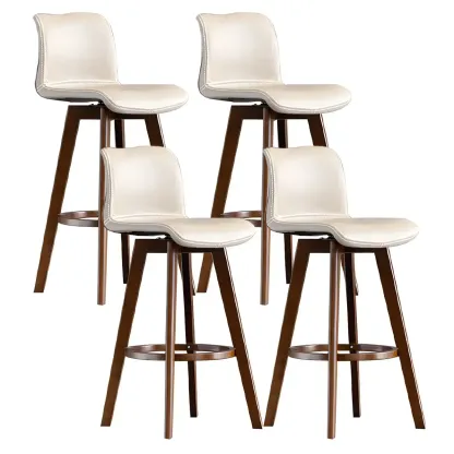 Modern Wooden Bar Stools with Cushioned Backrest for Kitchen Image - 59