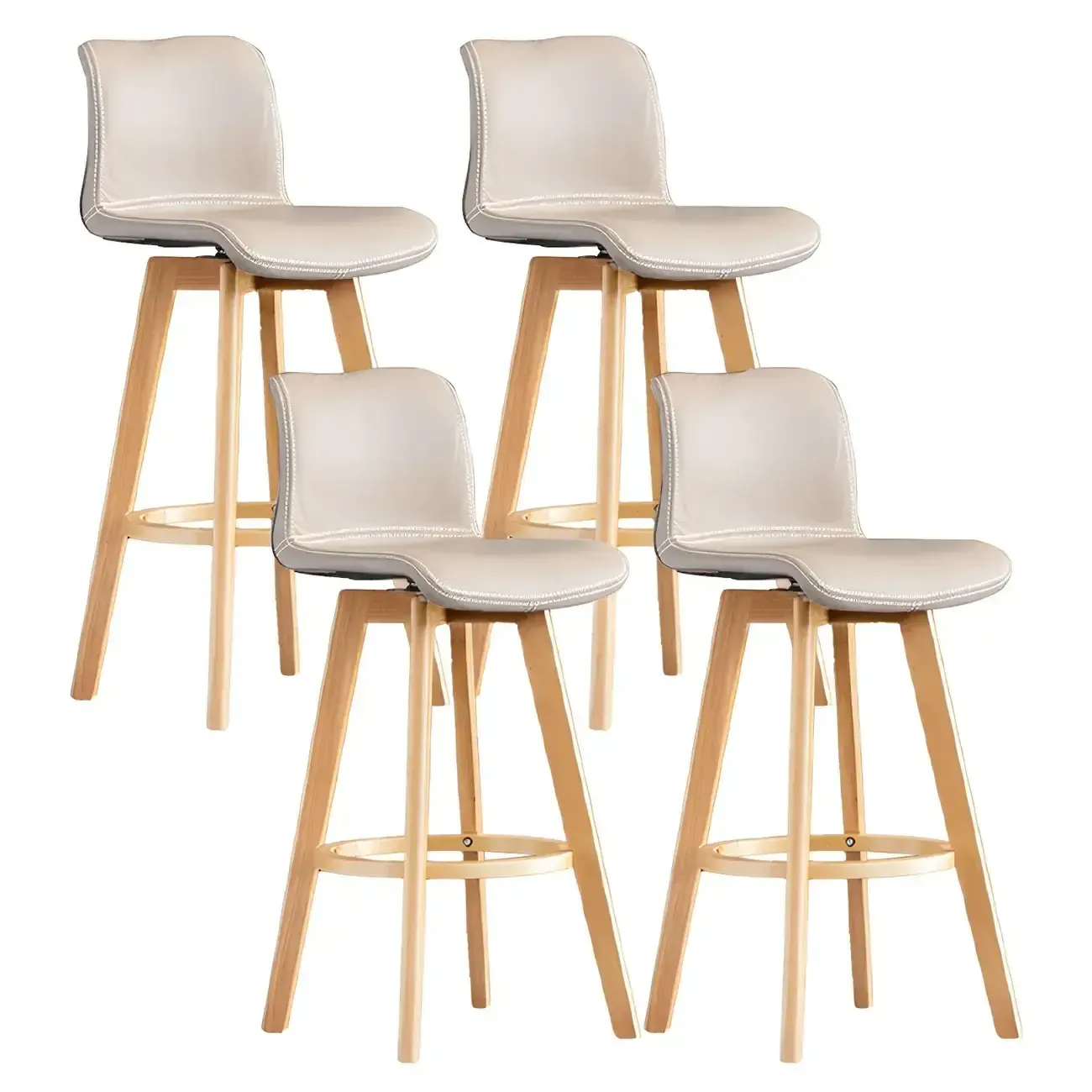 Modern Wooden Bar Stools with Cushioned Backrest for Kitchen Image - 69