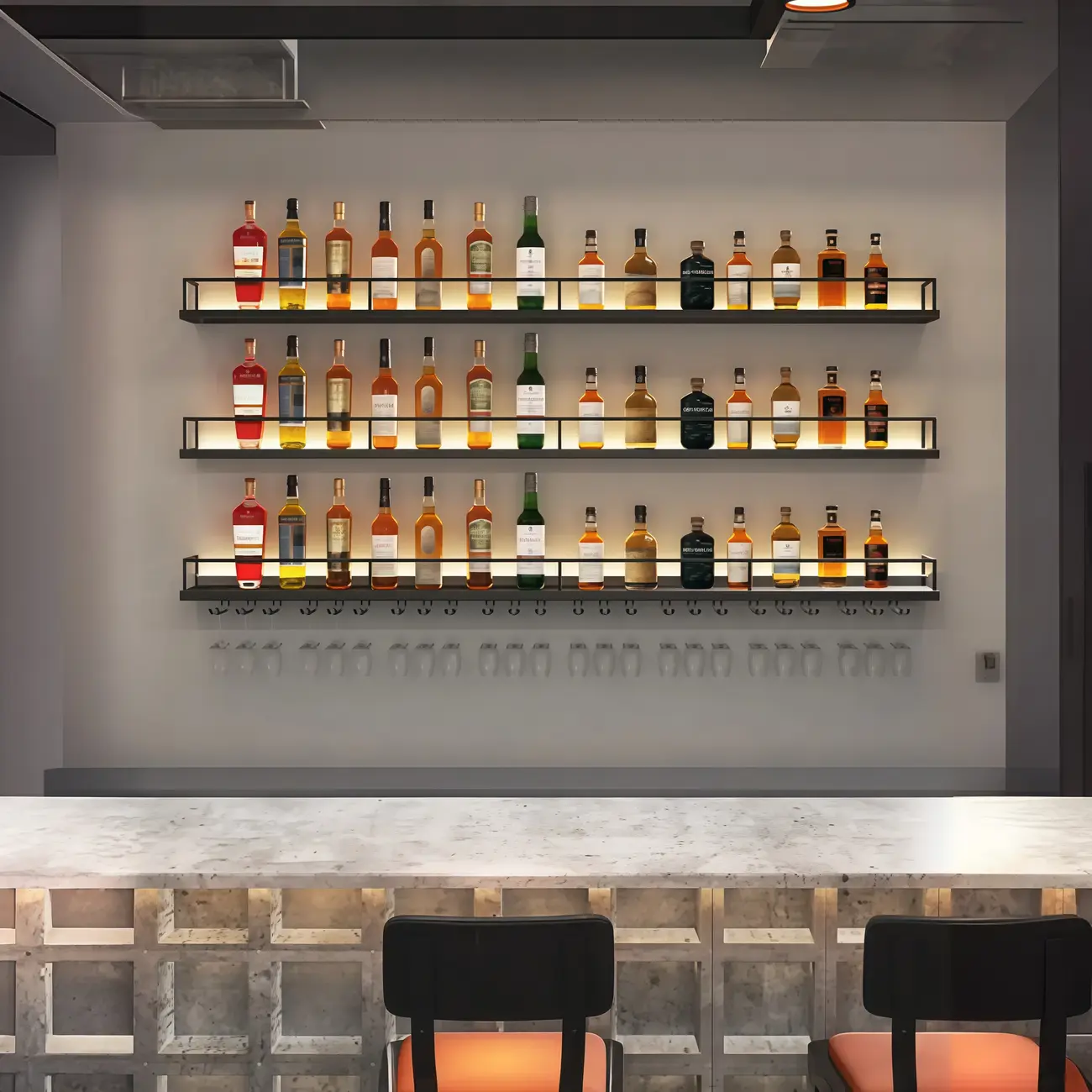 Wall-Mounted Lighting Metal Wine Rack with Hook Image - 4 | homeyfad