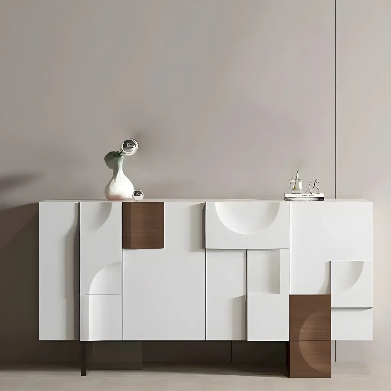 Artistic Cream Solid Wood Shoe Storage Cabinet Image - 3