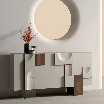 Artistic Cream Solid Wood Shoe Storage Cabinet Image - 4