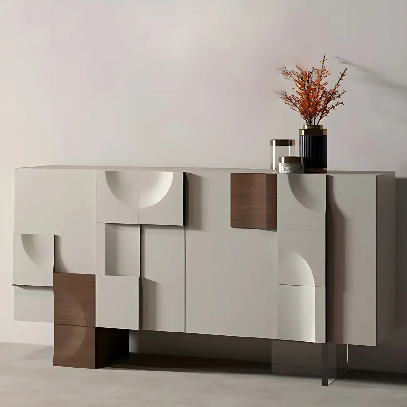 Artistic Cream Solid Wood Shoe Storage Cabinet Image - 6