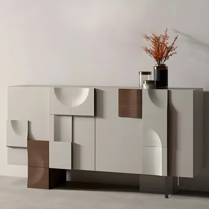 Artistic Cream Solid Wood Shoe Storage Cabinet Image - 6