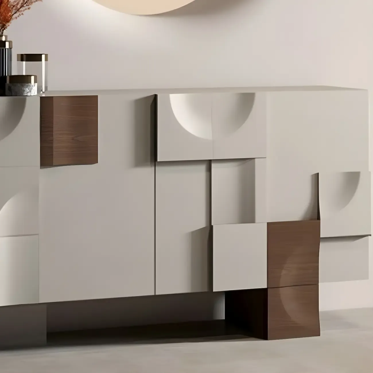 Artistic Cream Solid Wood Shoe Storage Cabinet Image - 9