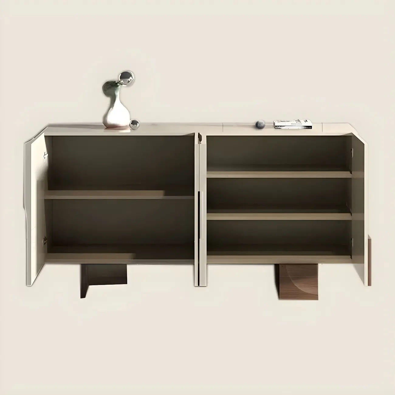 Artistic Cream Solid Wood Shoe Storage Cabinet Image - 11