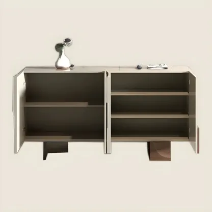 Artistic Cream Solid Wood Shoe Storage Cabinet Image - 11