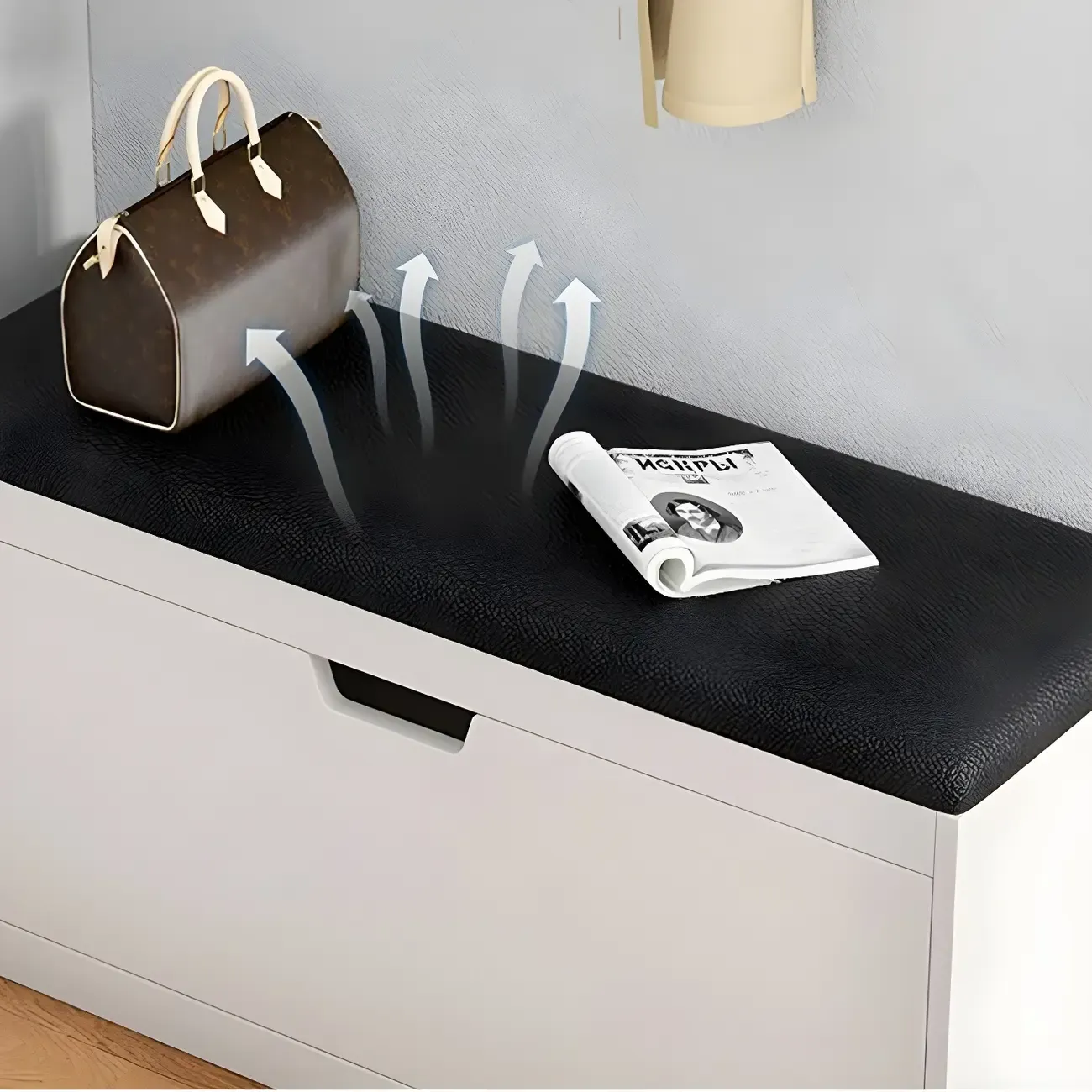 Entryway Wooden Drop Front Shoe Storage Bench Padded Seat Image - 4