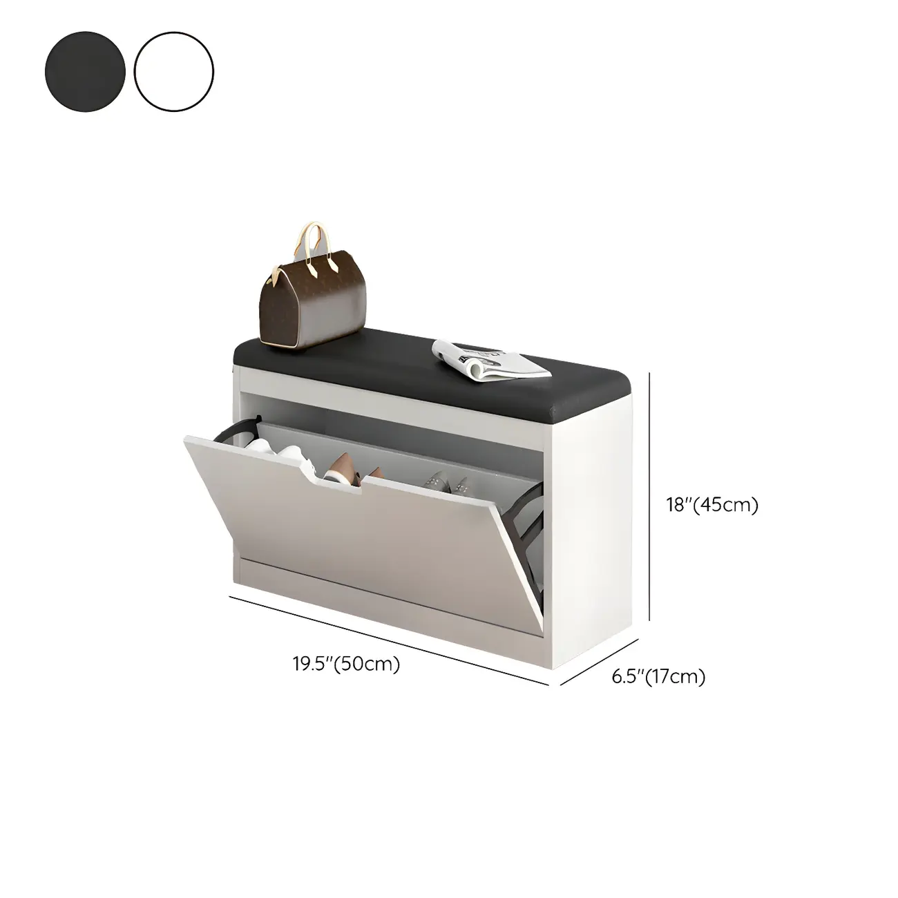 Entryway Wooden Drop Front Shoe Storage Bench Padded Seat #size | homeyfad