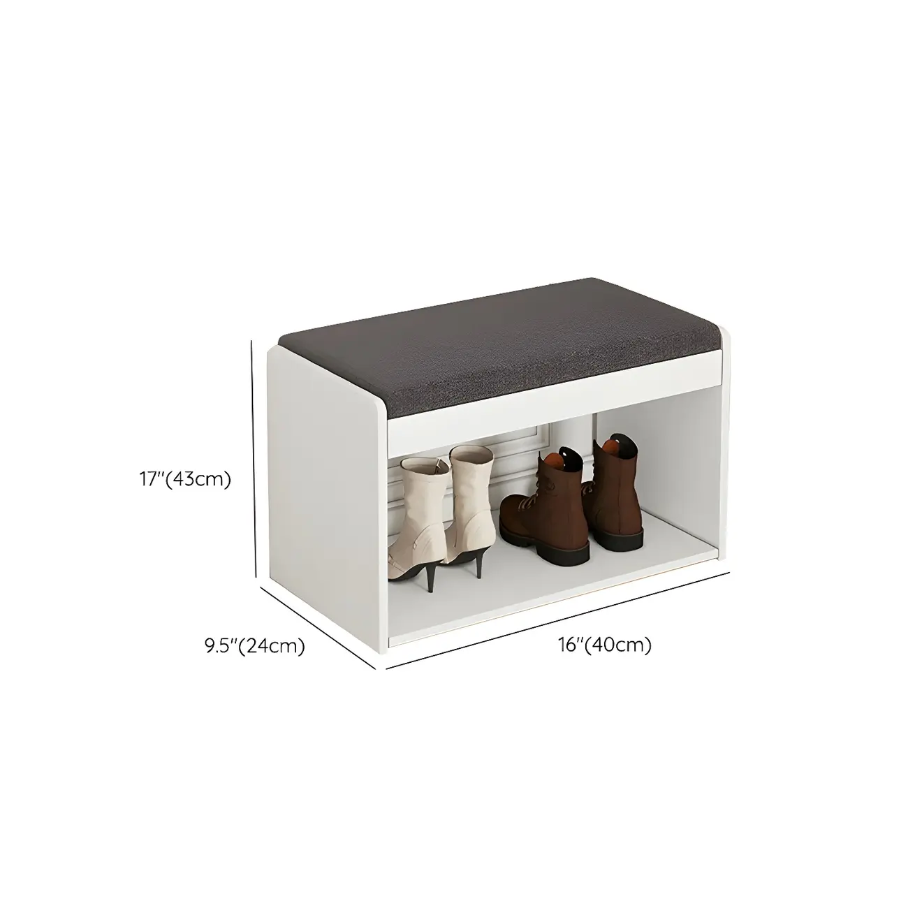 Entryway Wooden Drop Front Shoe Storage Bench Padded Seat Image - 22 | homeyfad