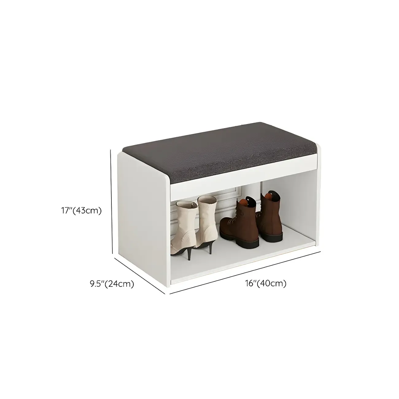Entryway Wooden Drop Front Shoe Storage Bench Padded Seat Image - 22