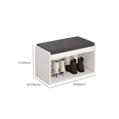 Entryway Wooden Drop Front Shoe Storage Bench Padded Seat Image - 22