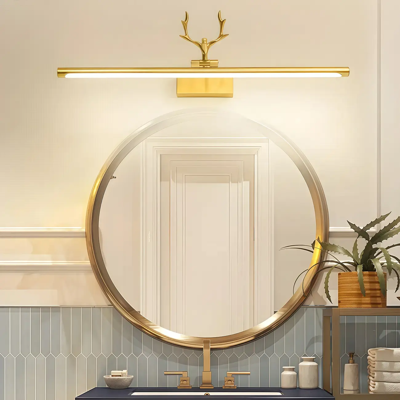 Modern Gold Antler Linear LED Bathroom Vanity Lights Image - 1 | homeyfad