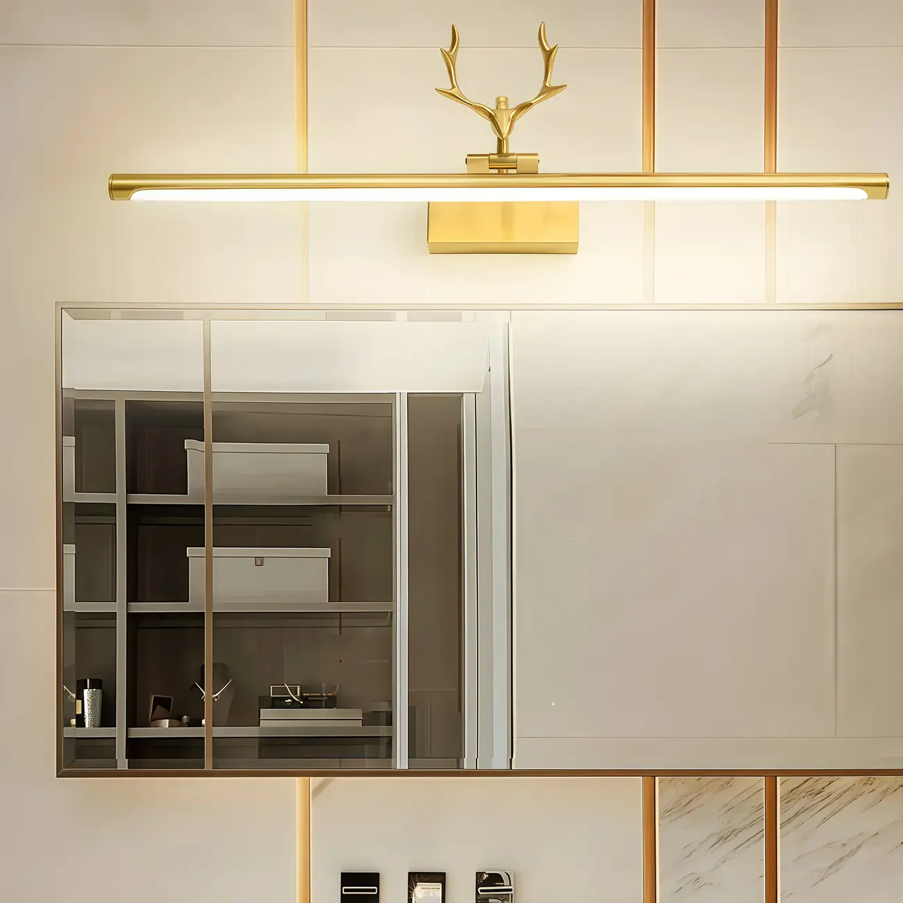 Modern Gold Antler Linear LED Bathroom Vanity Lights Image - 2 | homeyfad