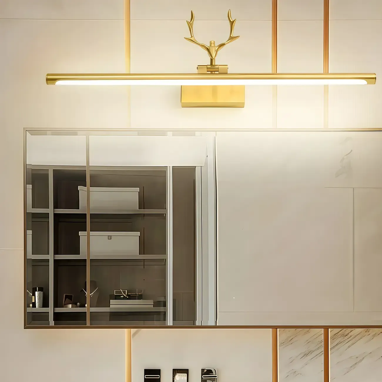 Modern Gold Antler Linear LED Bathroom Vanity Lights Image - 2