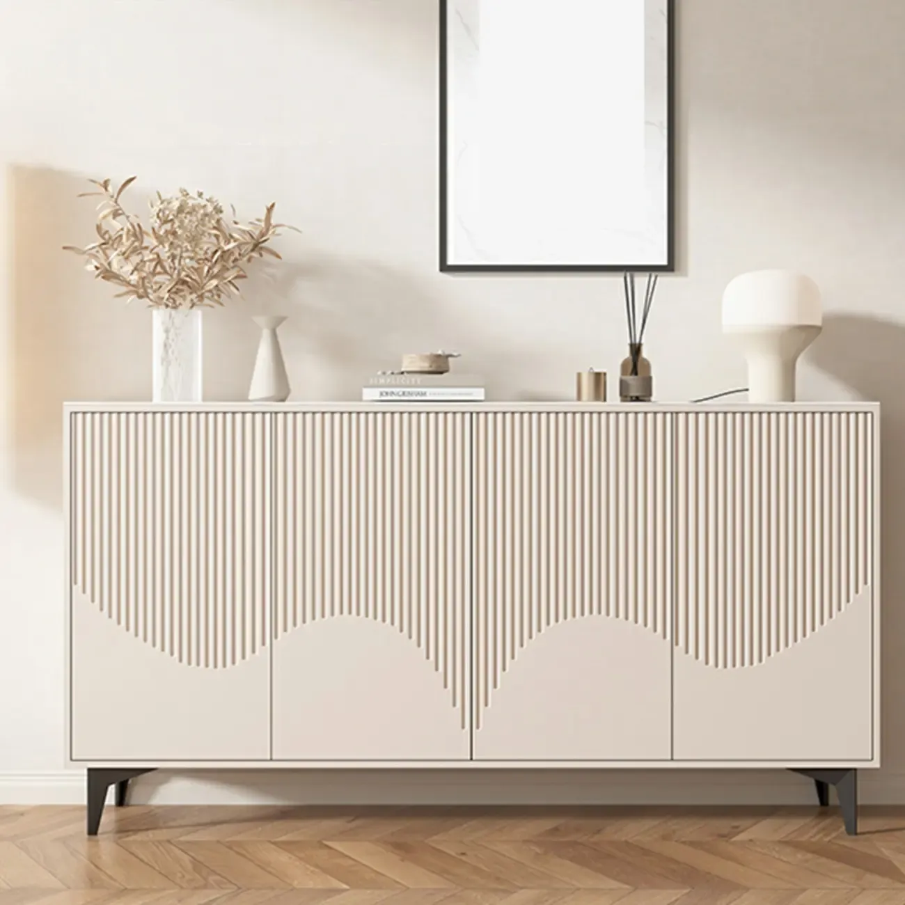 Hallway White Wood Shoe Cabinet with Slate Image - 1