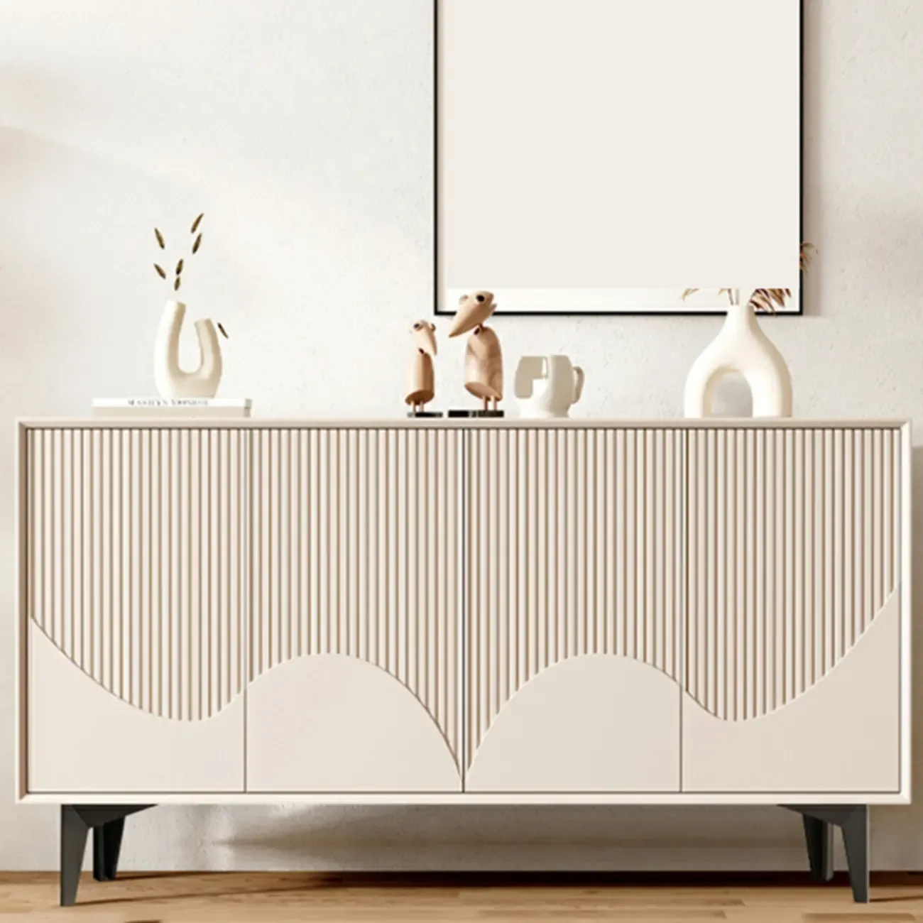 Hallway White Wood Shoe Cabinet with Slate Image - 5