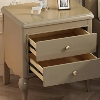 Glam Rubberwood White 2-Drawer Nightstand with Legs Image - 12
