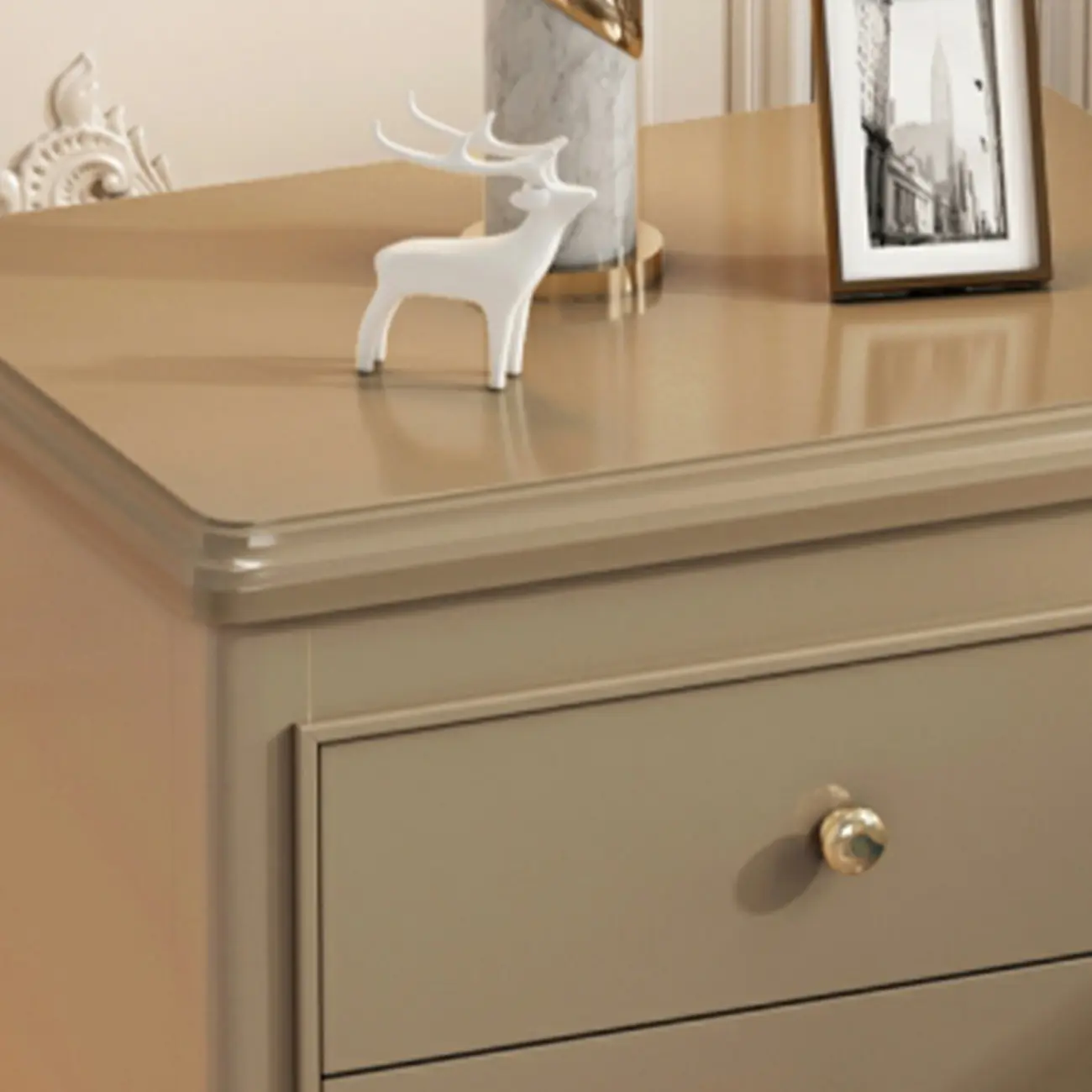 Glam Rubberwood White 2-Drawer Nightstand with Legs Image - 14 | homeyfad