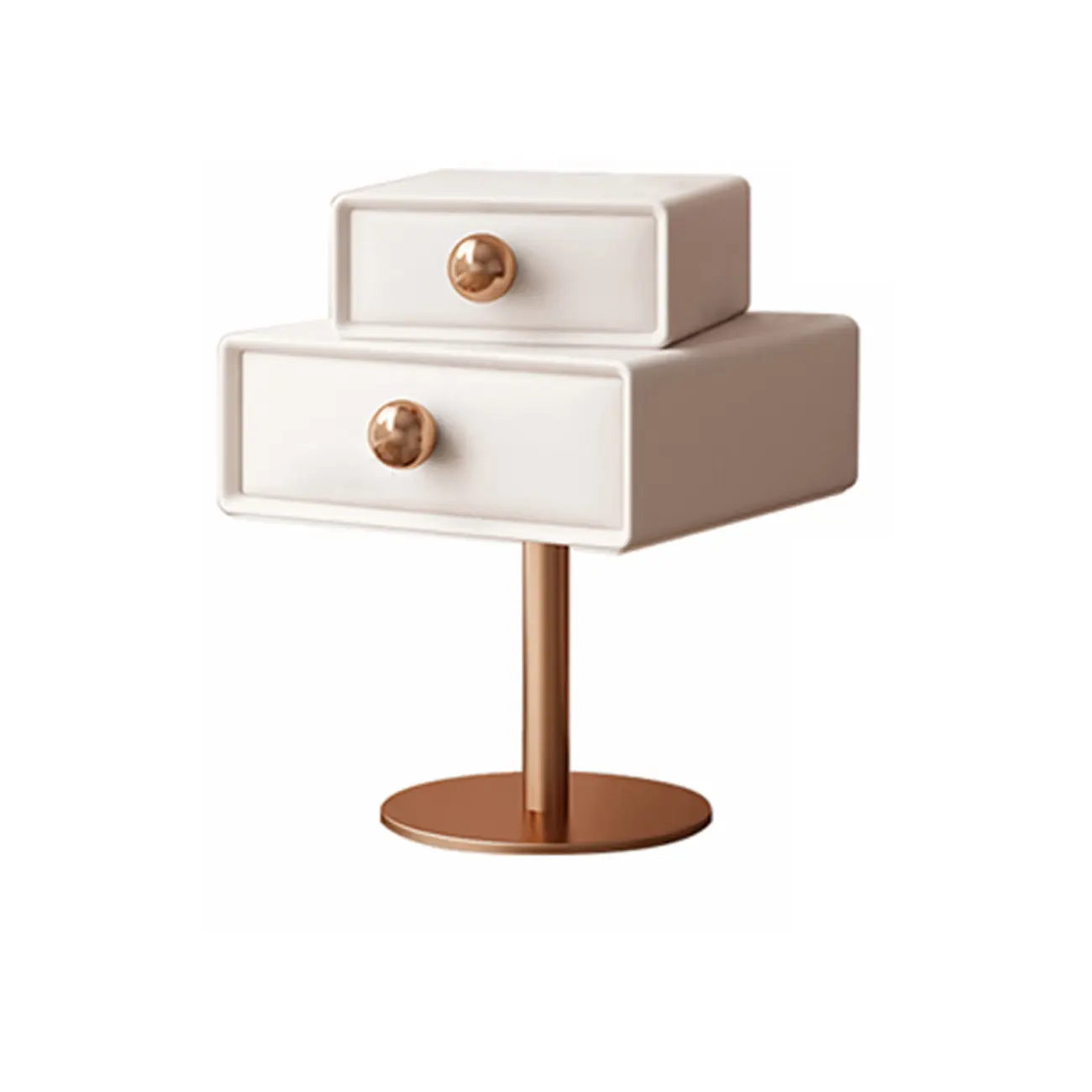 Modern Metal Faux Leather Swivel 2-Drawer Nightstand Image - 9 | homeyfad