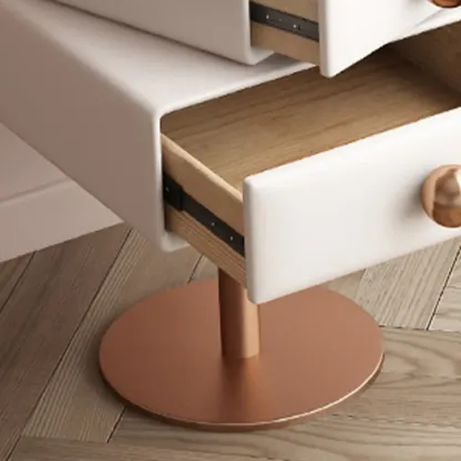 Modern Metal Faux Leather Swivel 2-Drawer Nightstand Image - 11