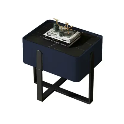 Modern Stone Top Leather Drawer Nightstand for Small Space Image - 9