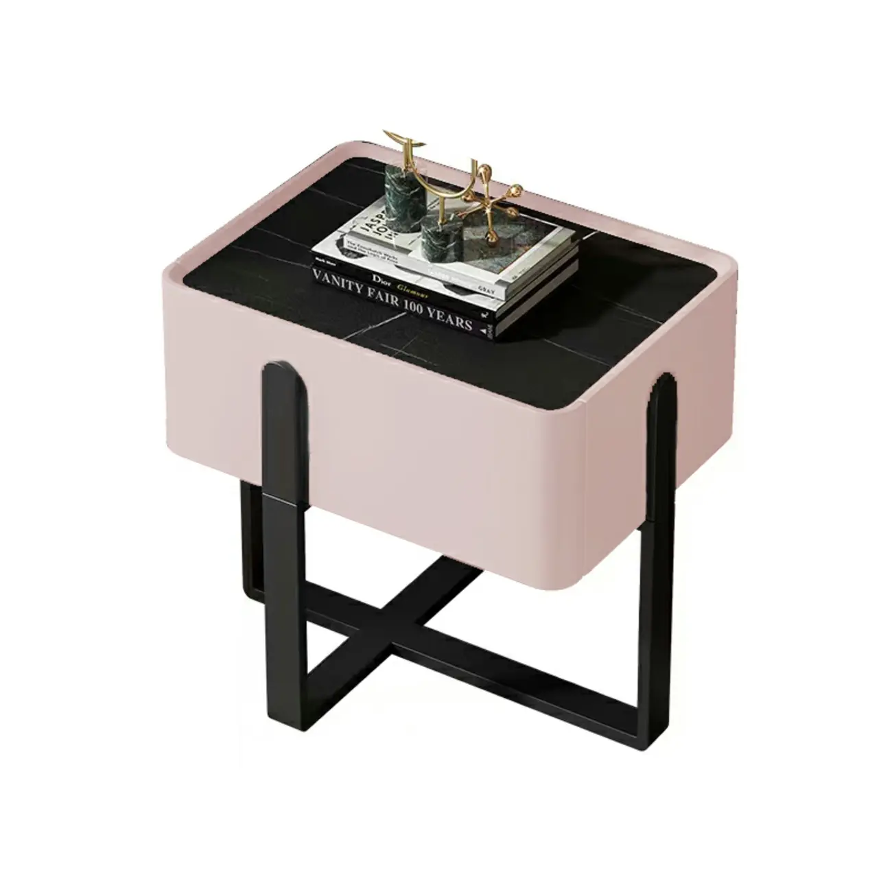 Modern Stone Top Leather Drawer Nightstand for Small Space Image - 11 | homeyfad