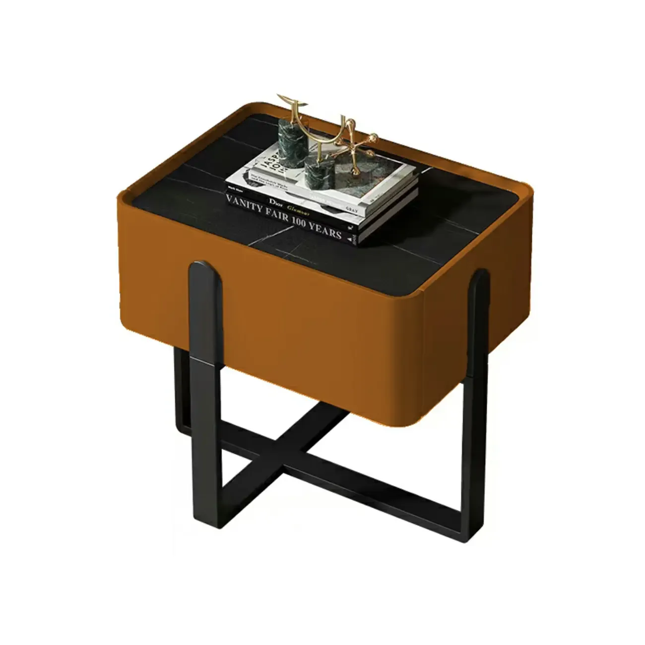 Modern Stone Top Leather Drawer Nightstand for Small Space Image - 12