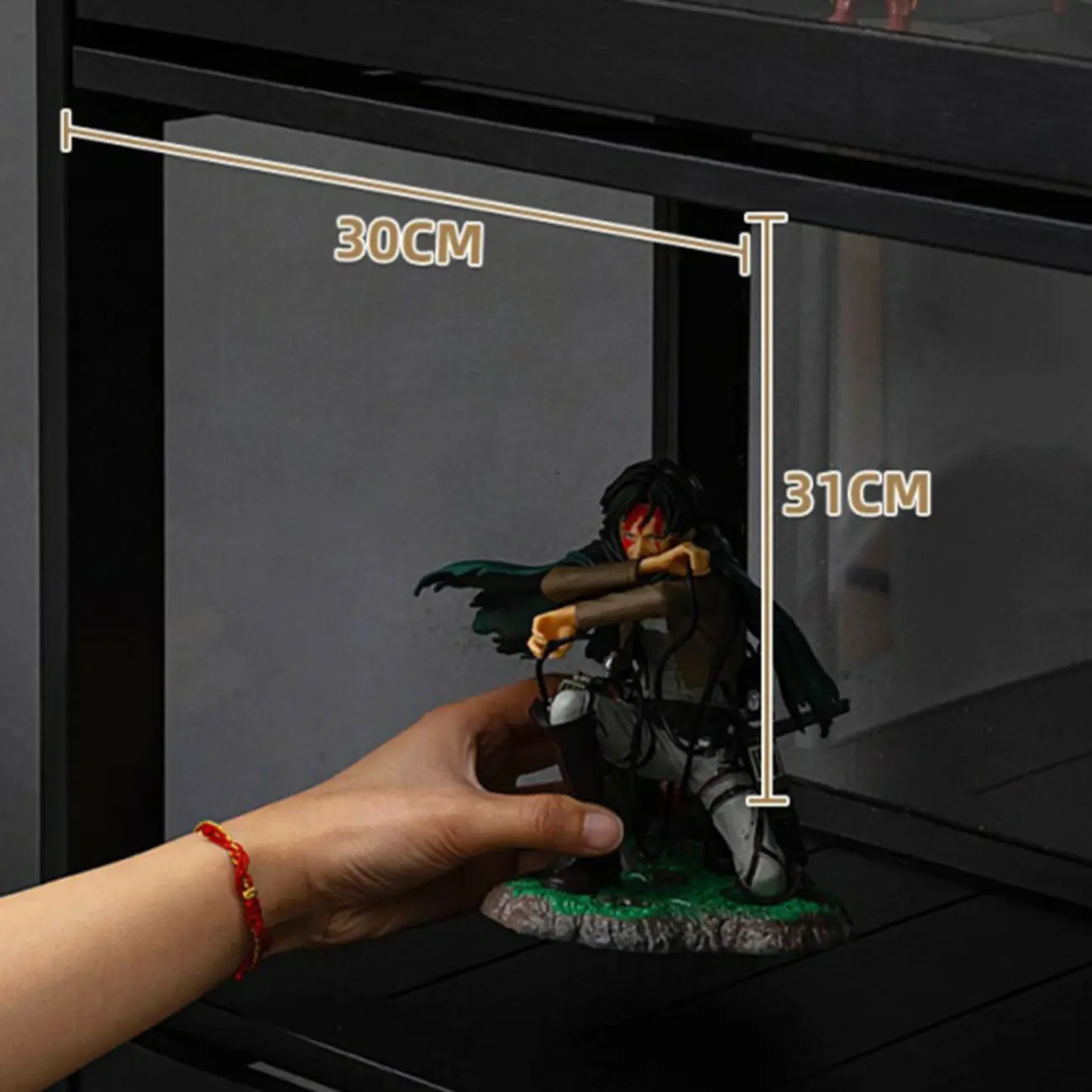 Modern Black Bamboo Glass Display Cabinet with Flip-up Door Image - 13 | homeyfad