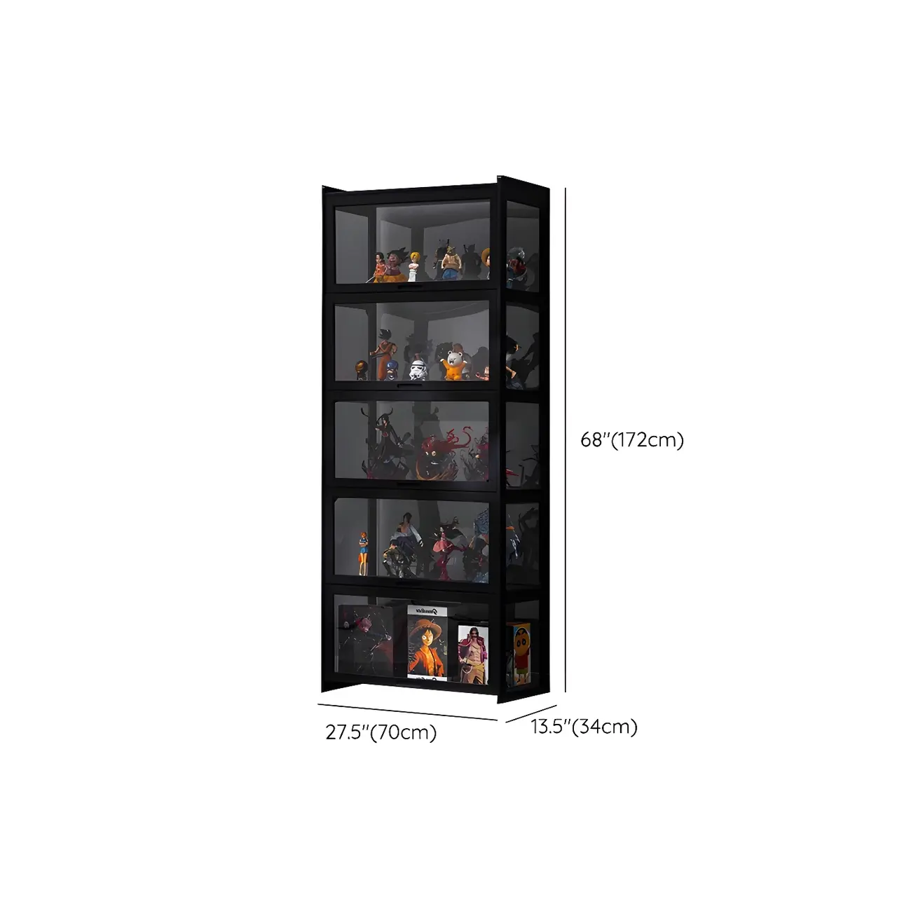 Modern Black Bamboo Glass Display Cabinet with Flip-up Door Image - 19 | homeyfad