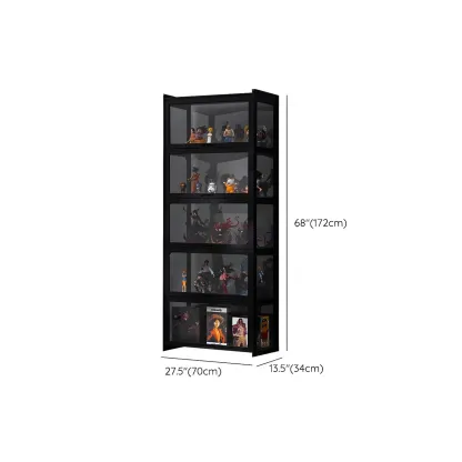 Modern Black Bamboo Glass Display Cabinet with Flip-up Door Image - 19