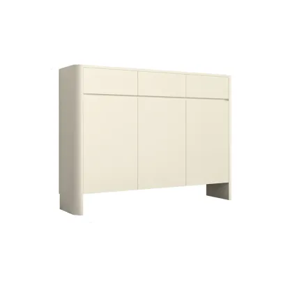 Scandinavian White Wood Entryway Shoe Cabinet Image - 8