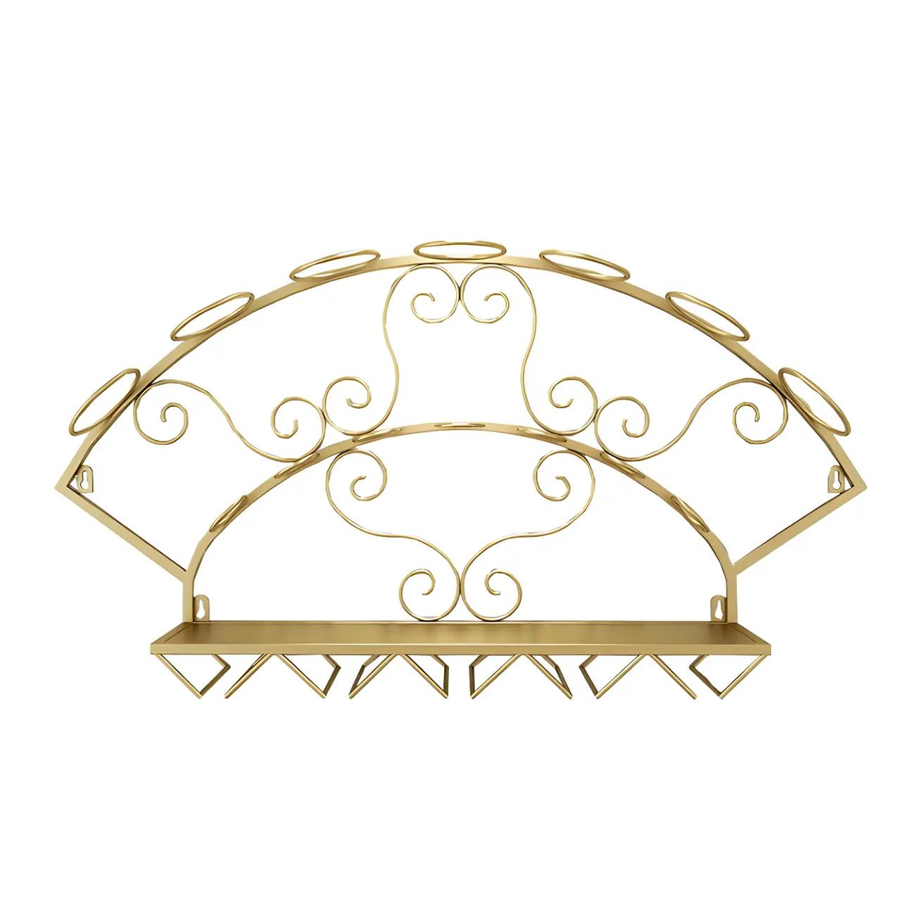 Simple Metal Black Fan-shaped Wall Wine Rack Image - 8 | homeyfad