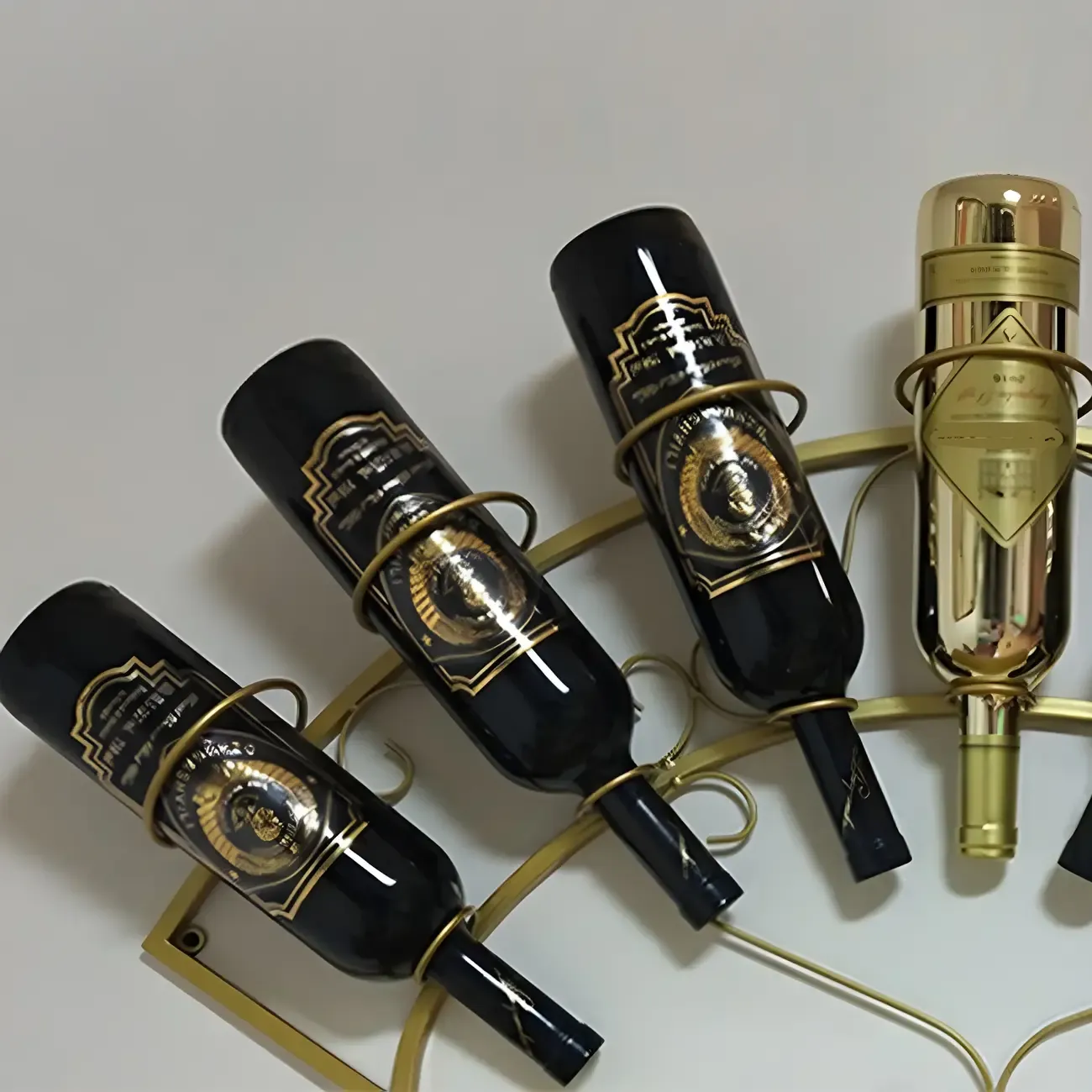 Simple Metal Black Fan-shaped Wall Wine Rack Image - 9