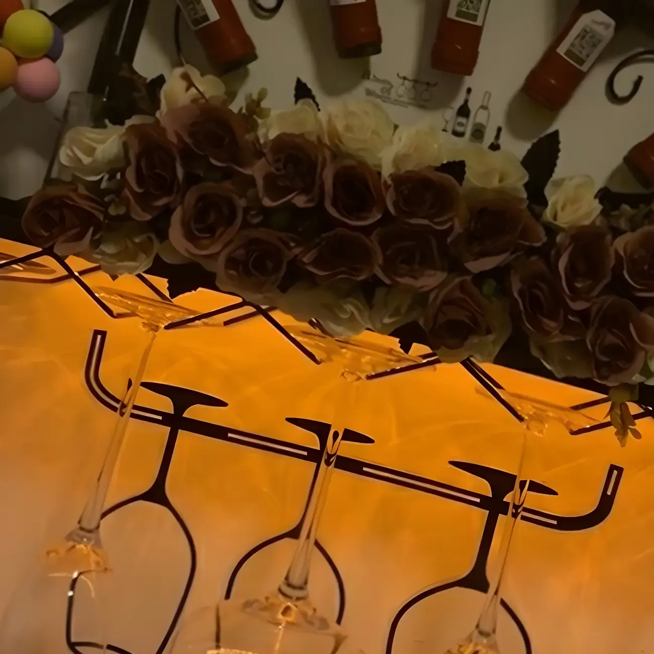 Simple Metal Black Fan-shaped Wall Wine Rack Image - 10