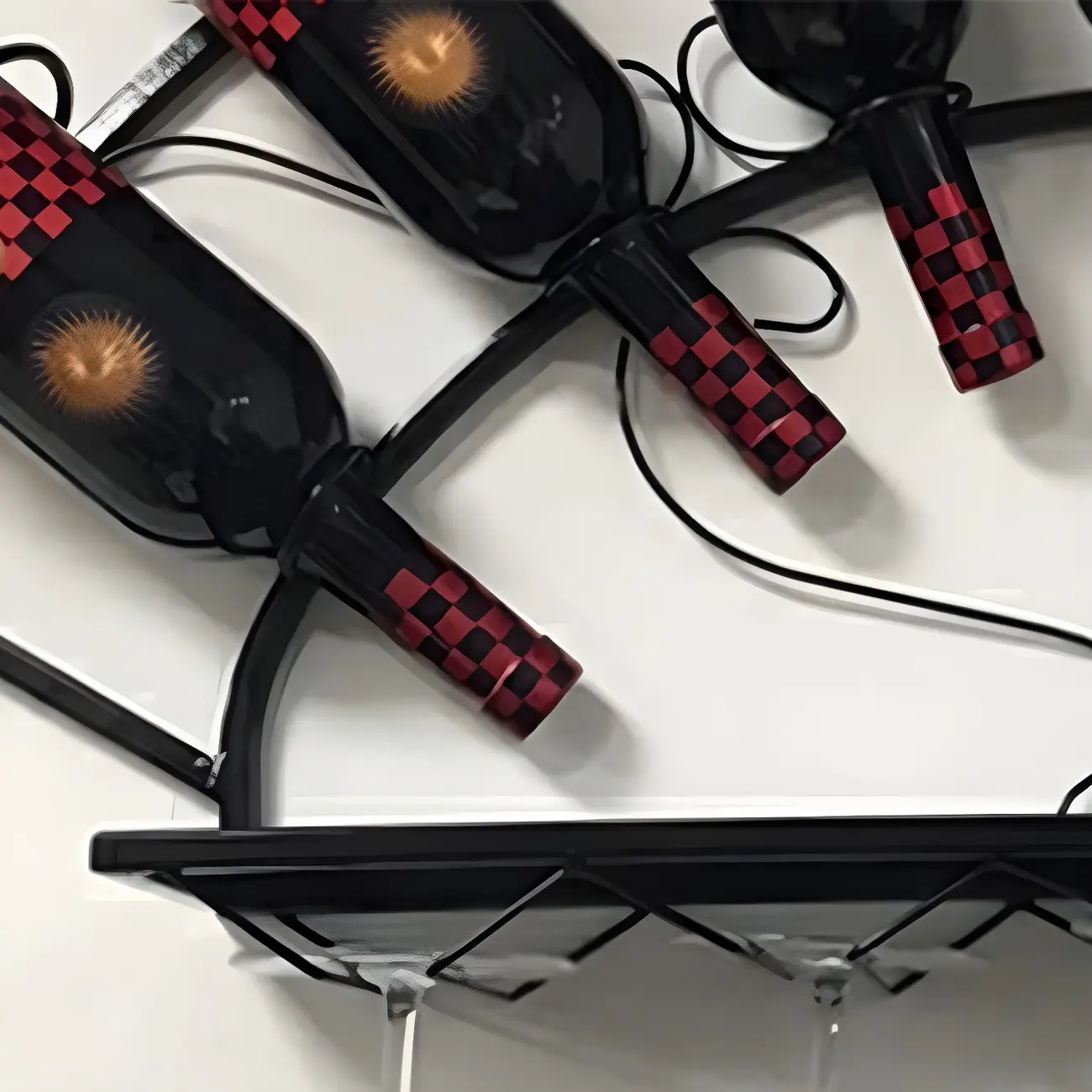 Simple Metal Black Fan-shaped Wall Wine Rack Image - 11 | homeyfad