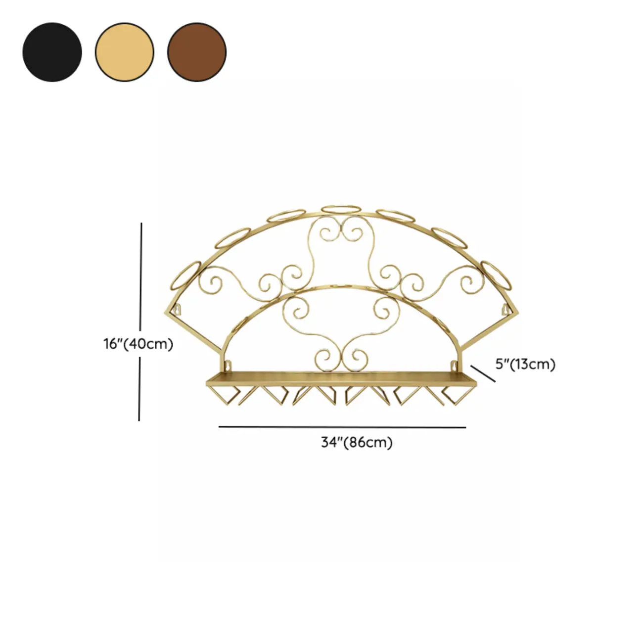 Simple Metal Black Fan-shaped Wall Wine Rack #size | homeyfad