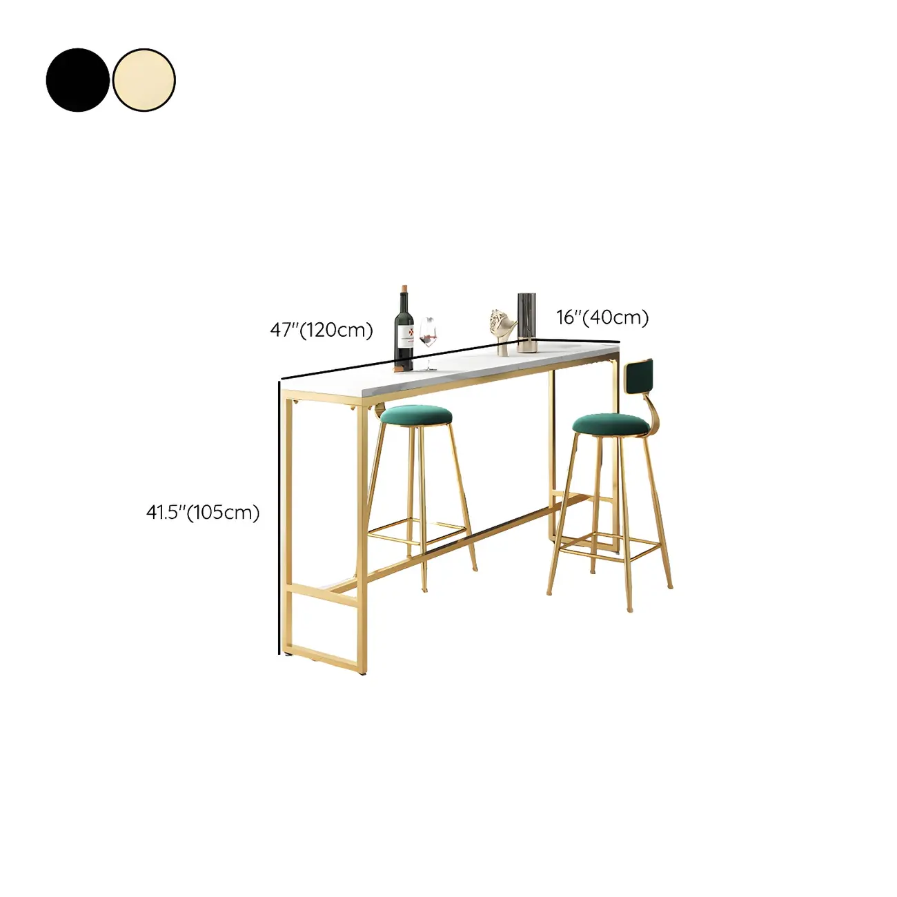 Glam White Marble Gold Iron Trestle Footrest Bar Tables Image - 11 | homeyfad