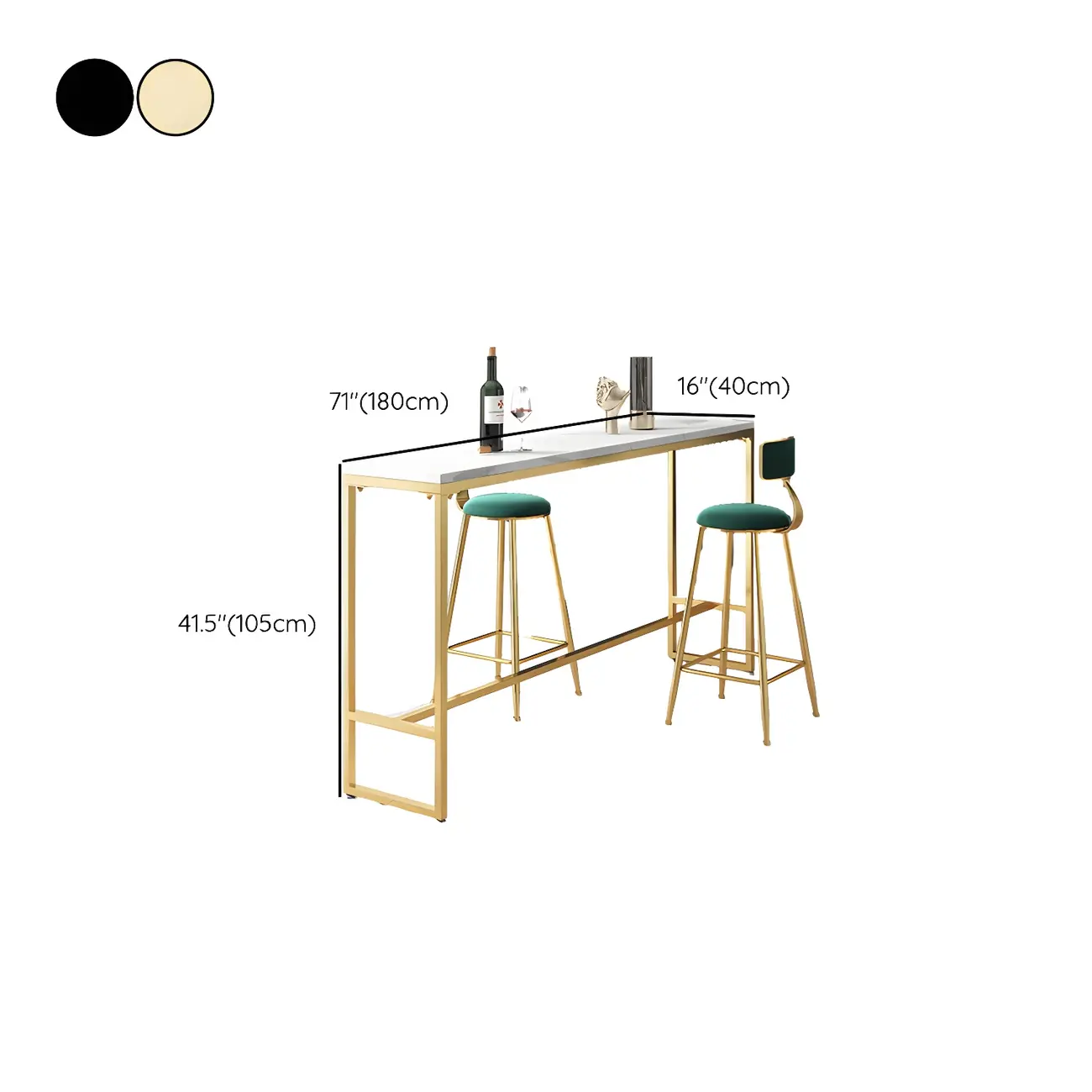 Glam White Marble Gold Iron Trestle Footrest Bar Tables Image - 14 | homeyfad