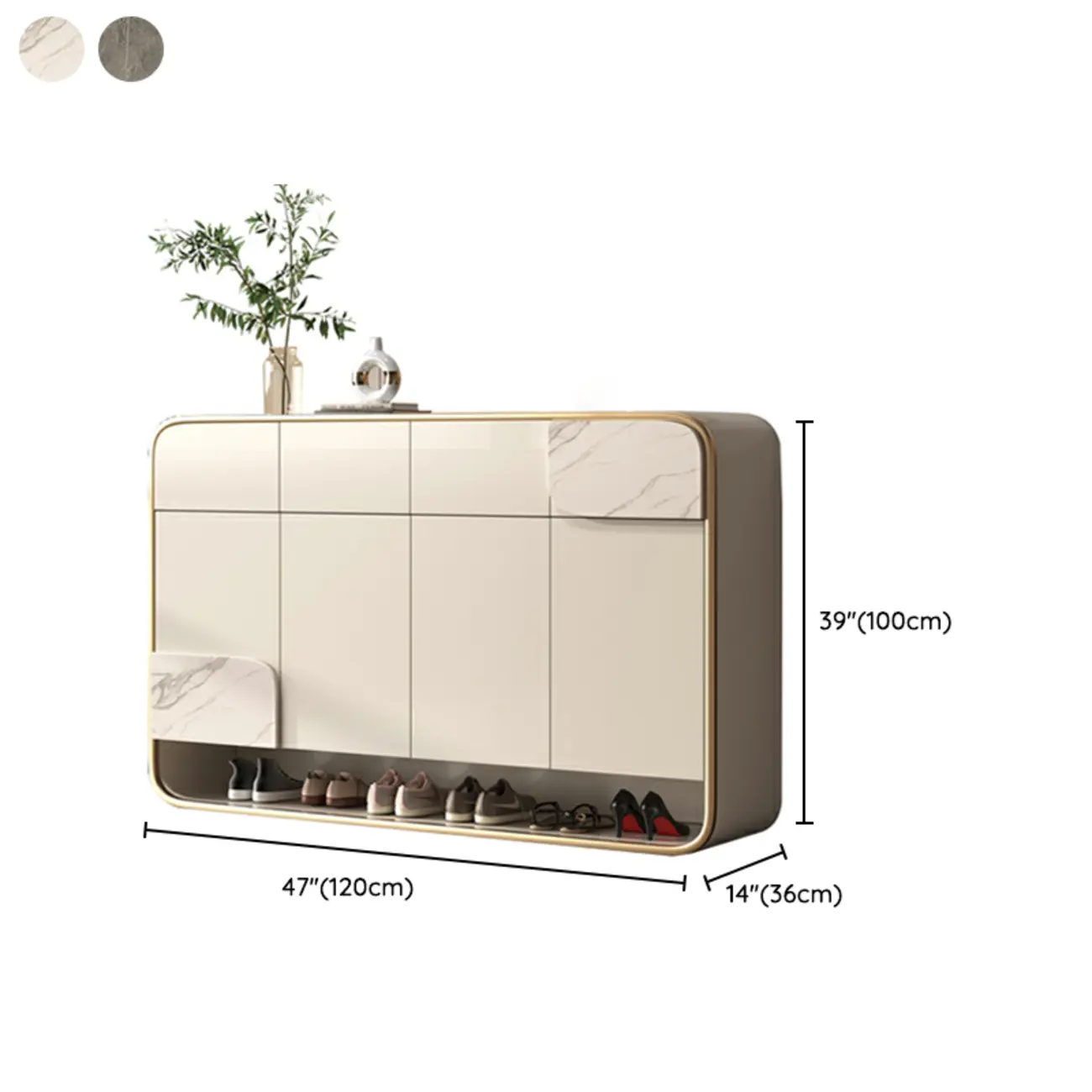 White Solid Wood Shoe Cabinet with Drawers for Entryway #size | homeyfad