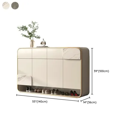 White Solid Wood Shoe Cabinet with Drawers for Entryway Image - 11