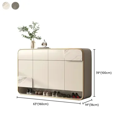 White Solid Wood Shoe Cabinet with Drawers for Entryway Image - 12