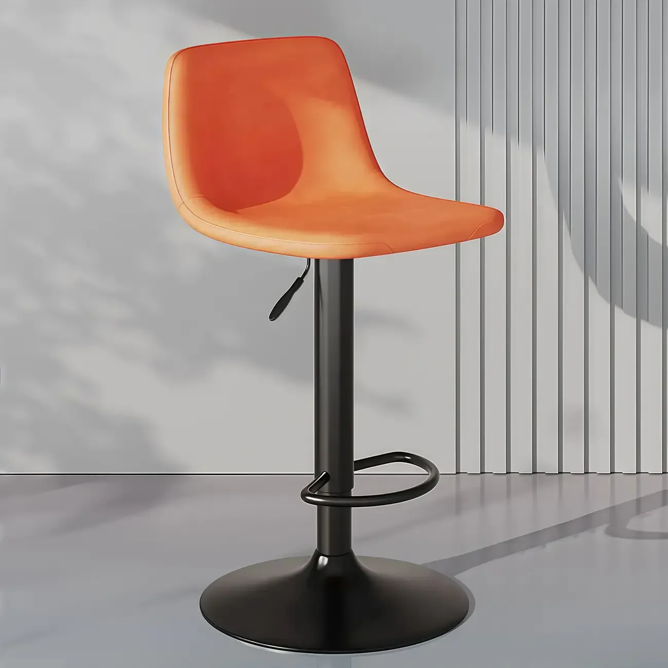 Adjustable Leather Bucket Swivel Bar Stools Image - 3