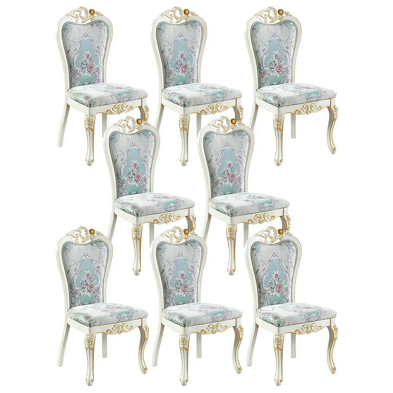 White Wood Victorian Upholstered Dining Chair Image - 45 | homeyfad