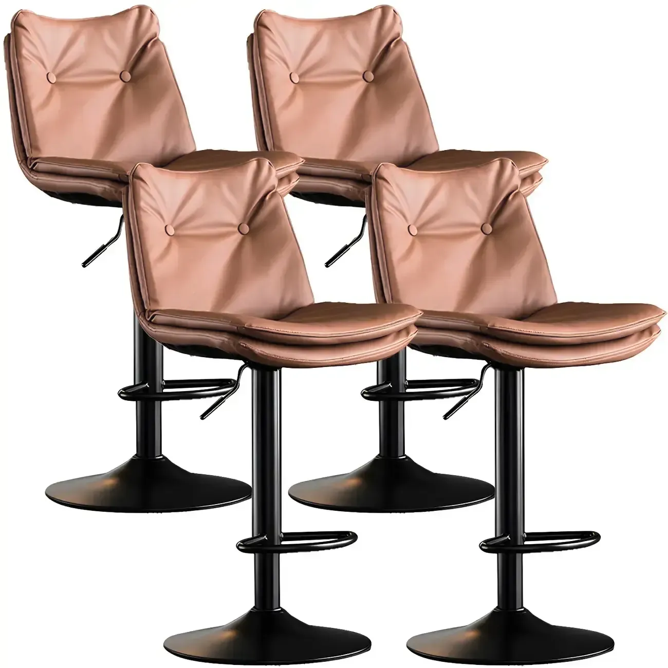 Modern Adjustable Leather Swivel Bar Stools Set of 2 Image - 28