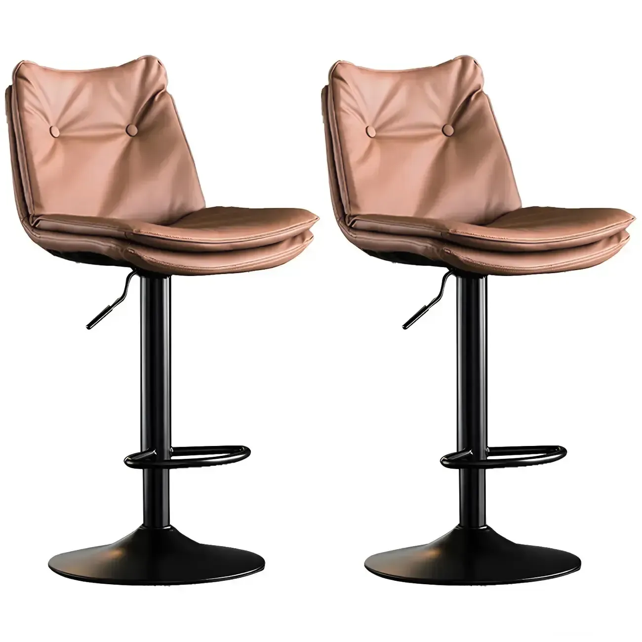 Modern Adjustable Leather Swivel Bar Stools Set of 2 Image - 30