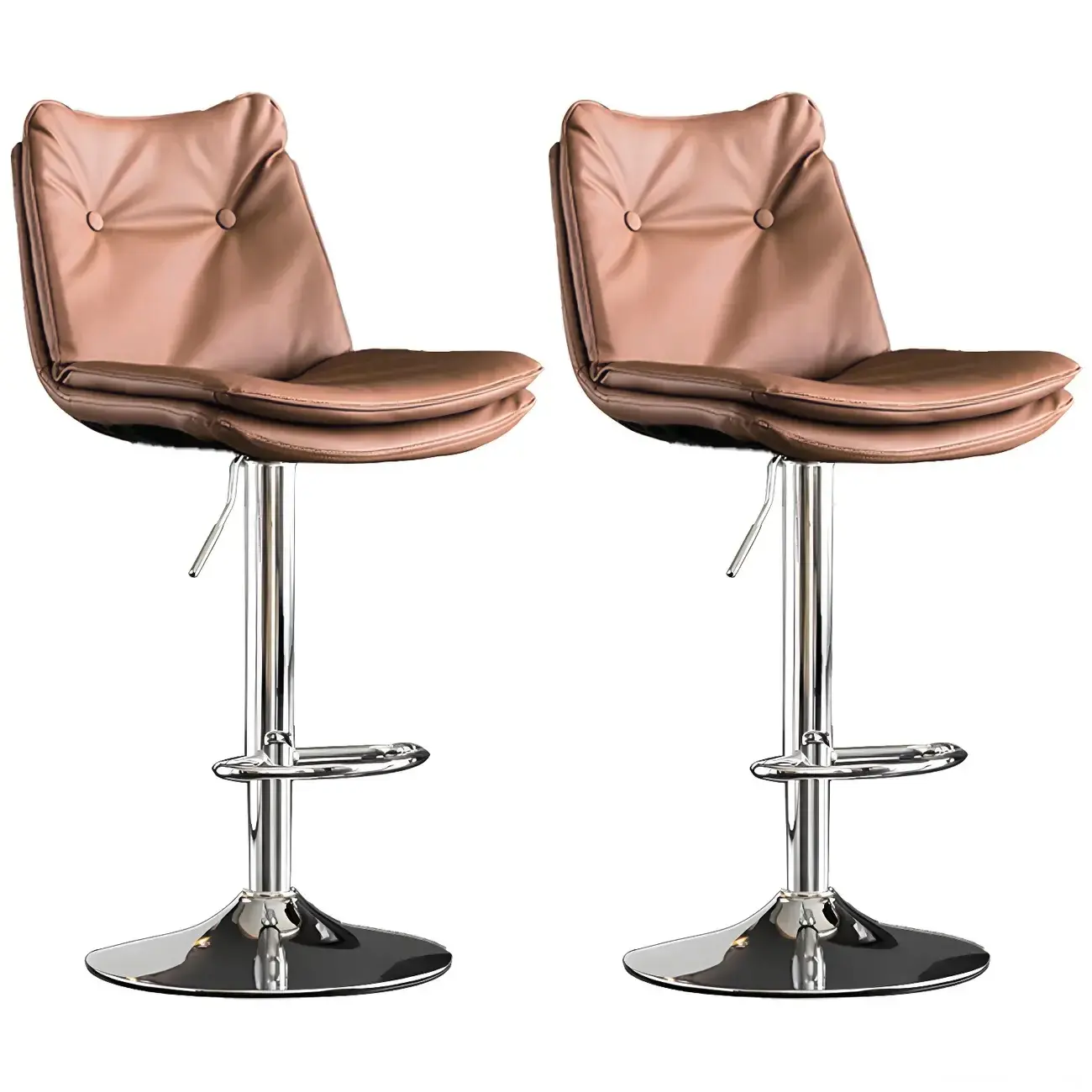 Modern Adjustable Leather Swivel Bar Stools Set of 2 Image - 34 | homeyfad