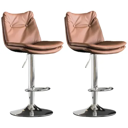 Modern Adjustable Leather Swivel Bar Stools Set of 2 Image - 34