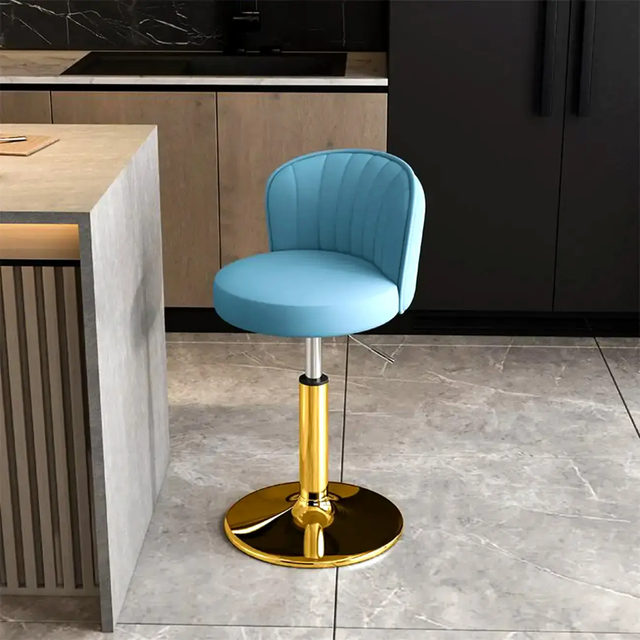 Modern Leather Adjustable Swivel Bar Stools with Back Image - 26 | homeyfad