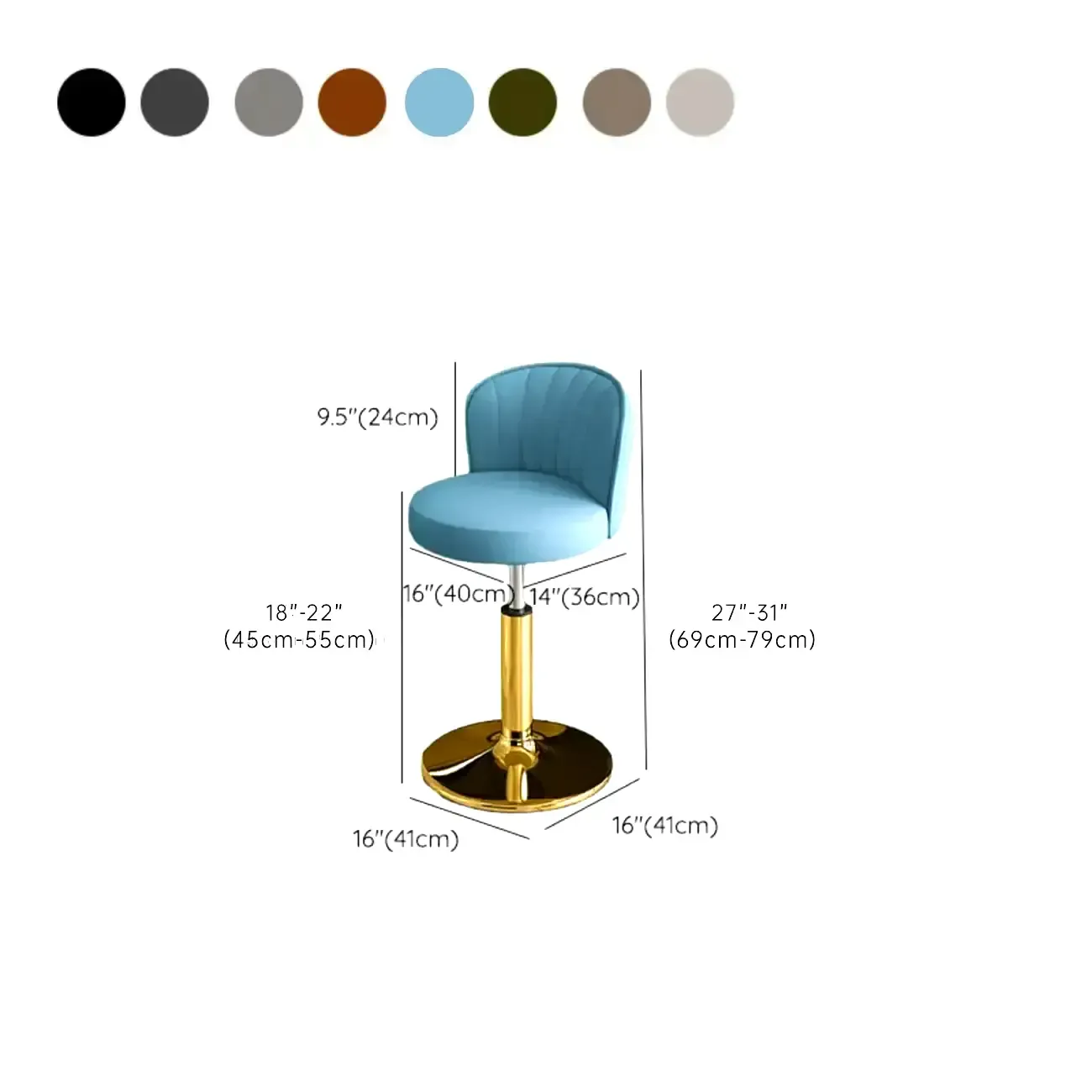 Modern Leather Adjustable Swivel Bar Stools with Back Image - 59