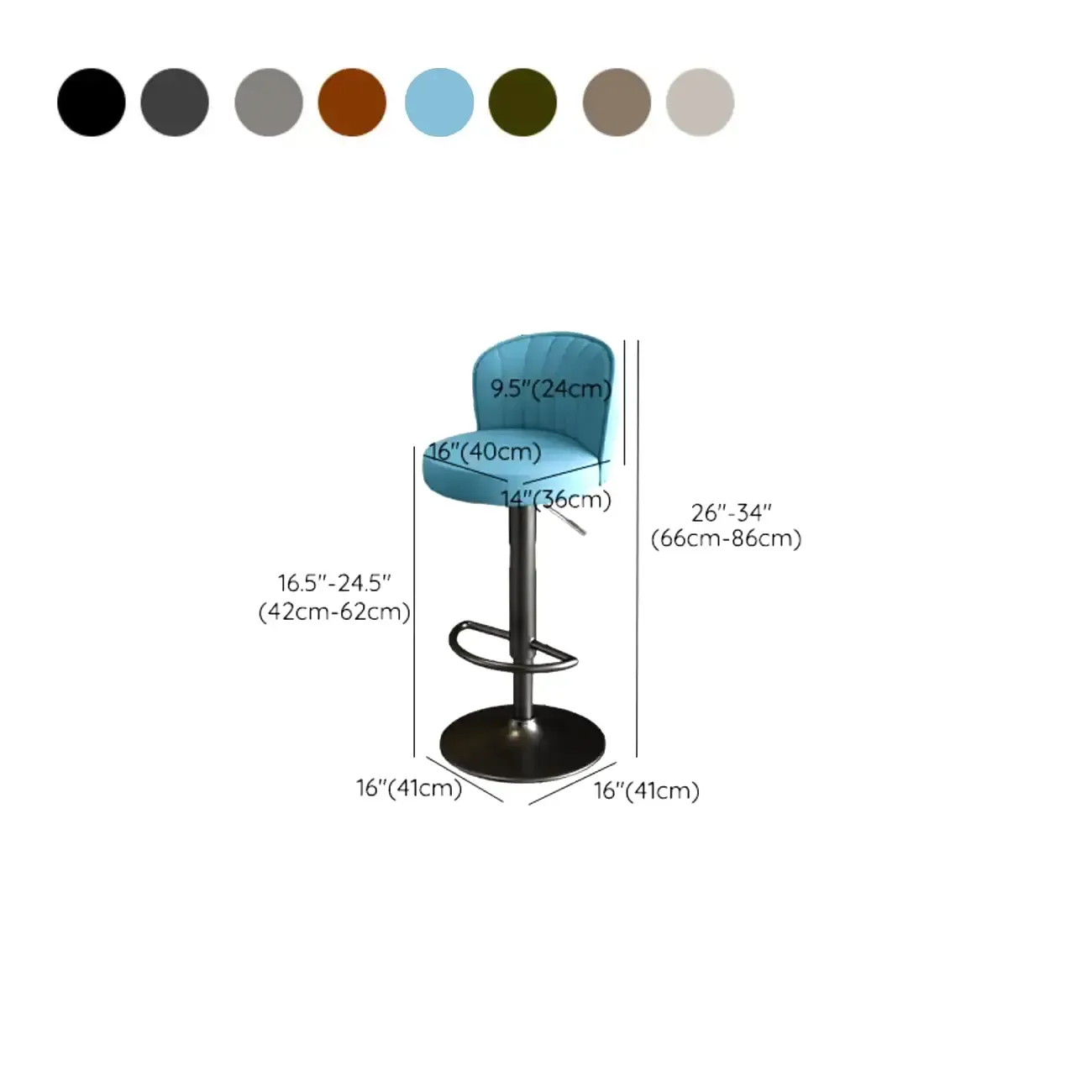 Modern Leather Adjustable Swivel Bar Stools with Back Image - 60
